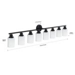 8-Light Vanity Wall Light – Matte Black Bathroom Fixture with Frosted Glass Shades - Image 6