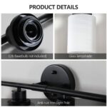 8-Light Vanity Wall Light – Matte Black Bathroom Fixture with Frosted Glass Shades - Image 5