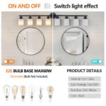 8-Light Vanity Wall Light – Matte Black Bathroom Fixture with Frosted Glass Shades - Image 4