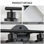 Black 5-Light Vanity Light Fixture with Milky White Glass Shades for Bathroom Mirror - Image 4