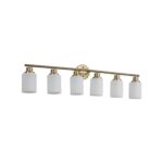 Brushed Gold 6-Light Vanity Wall Sconce with Frosted Glass for Bathroom or Hallway