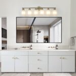 Brushed Gold 6-Light Vanity Wall Sconce with Frosted Glass for Bathroom or Hallway - Image 3