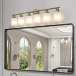 Brushed Gold 6-Light Vanity Wall Sconce with Frosted Glass for Bathroom or Hallway - Image 2