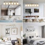 Brushed Gold 6-Light Vanity Wall Sconce with Frosted Glass for Bathroom or Hallway - Image 4