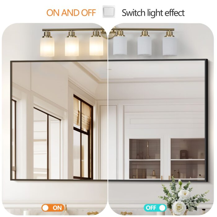 Brushed Gold 6-Light Vanity Wall Sconce with Frosted Glass for Bathroom or Hallway - Image 5