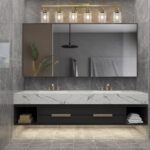 Brushed Gold Vanity Light, Contemporary Bathroom Fixture with 6 Lights - Image 2