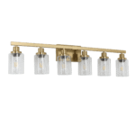 Brushed Gold Vanity Light, Contemporary Bathroom Fixture with 6 Lights