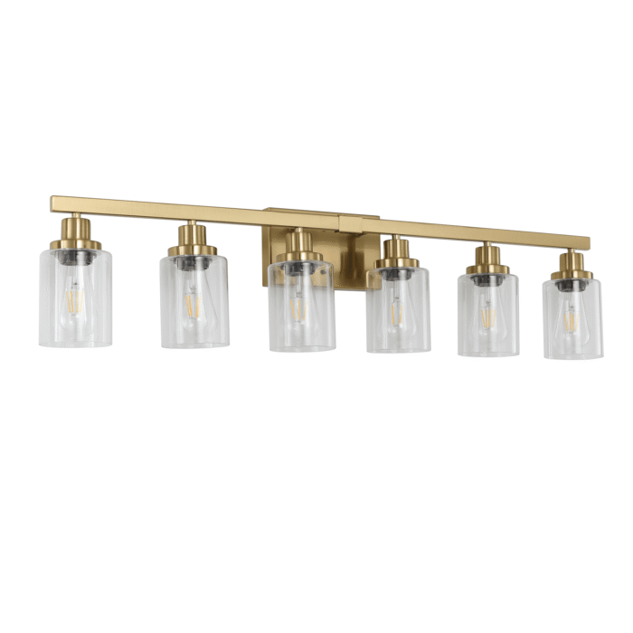 Brushed Gold Vanity Light, Contemporary Bathroom Fixture with 6 Lights - Image 1