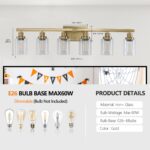 Brushed Gold Vanity Light, Contemporary Bathroom Fixture with 6 Lights - Image 6