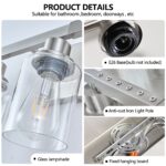 Chrome Vanity Light – Modern Bathroom Wall Fixture with Clear Glass Shades - Image 5