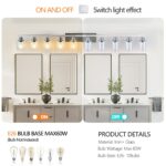 Chrome Vanity Light – Modern Bathroom Wall Fixture with Clear Glass Shades - Image 4