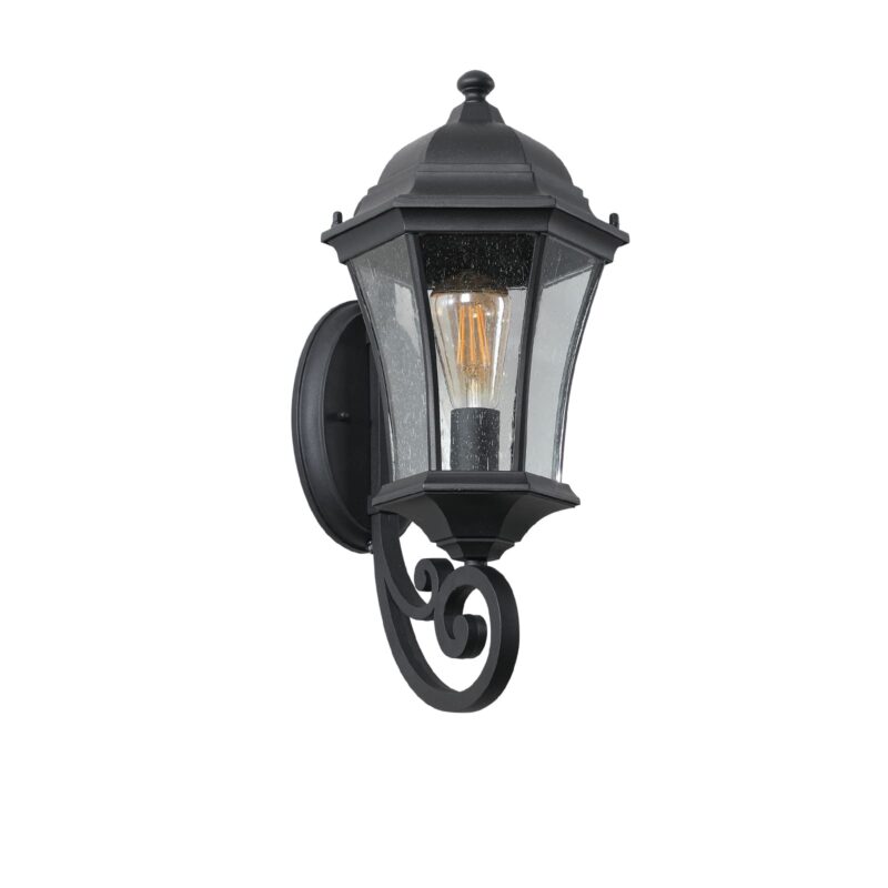 Classic Retro Outdoor Wall Sconce – Black Waterproof Exterior Light with Sensor