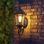 Classic Retro Outdoor Wall Sconce – Black Waterproof Exterior Light with Sensor