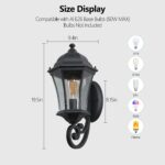 Classic Retro Outdoor Wall Sconce – Black Waterproof Exterior Light with Sensor