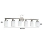 Contemporary 6-Light Vanity Light, Brushed Nickel Finish with Frosted Glass Shades - Image 7