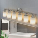 Contemporary 6-Light Vanity Light, Brushed Nickel Finish with Frosted Glass Shades - Image 2