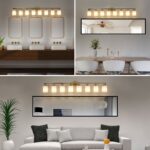 Contemporary 8-Light Vanity Light, Brushed Gold Finish with Frosted Glass - Image 4