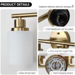 Contemporary 8-Light Vanity Light, Brushed Gold Finish with Frosted Glass - Image 6