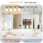 Contemporary 8-Light Vanity Light, Brushed Gold Finish with Frosted Glass - Image 5