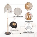 Crystal Floor Lamp – Elegant Waterfall Style with Marble Textured Base, 3-Light Standing Lamp - Image 7