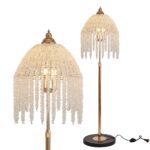 Crystal Floor Lamp – Elegant Waterfall Style with Marble Textured Base, 3-Light Standing Lamp - Image 5