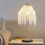 Crystal Table Lamp, 19-Inch Vintage Waterfall Style with Marble Base for Bedroom or Living Room - Image 2