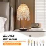 Crystal Table Lamp, 19" Vintage Waterfall Design with Teardrop Beads and Marble Base - Image 4