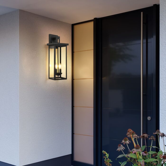 Farmhouse 2-Light Outdoor Wall Light – 21.7 Black Sconce with Dusk to Dawn Sensor