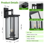 Farmhouse 2-Light Outdoor Wall Light – 21.7 Black Sconce with Dusk to Dawn Sensor