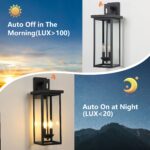 Farmhouse 2-Light Outdoor Wall Light – 21.7 Black Sconce with Dusk to Dawn Sensor