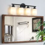 Matte Black 4-Light Vanity Light – Modern Bathroom Wall Lamp with Frosted Glass - Image 2