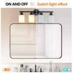 Matte Black 4-Light Vanity Light – Modern Bathroom Wall Lamp with Frosted Glass - Image 4