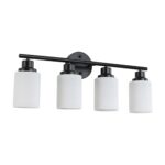 Matte Black 4-Light Vanity Light – Modern Bathroom Wall Lamp with Frosted Glass