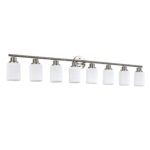 Modern 8-Light Vanity Light, Brushed Nickel Finish with Frosted Glass for Bathroom Mirror