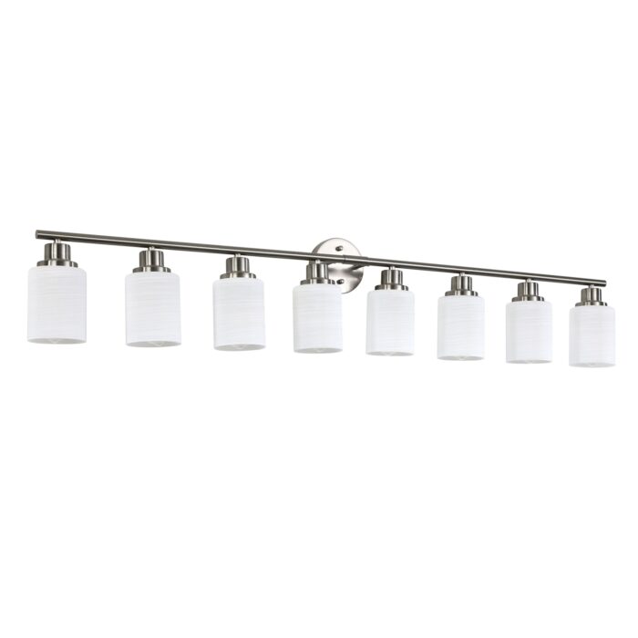 Modern 8-Light Vanity Light, Brushed Nickel Finish with Frosted Glass for Bathroom Mirror - Image 1