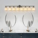 Modern 8-Light Vanity Light, Brushed Nickel Finish with Frosted Glass for Bathroom Mirror - Image 3