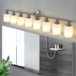 Modern 8-Light Vanity Light, Brushed Nickel Finish with Frosted Glass for Bathroom Mirror - Image 2
