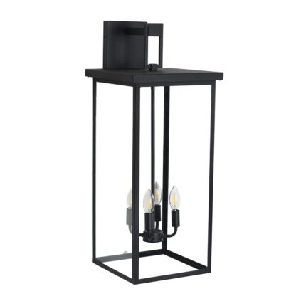 Outdoor Wall Sconce – 29.5 Black 4-Light Waterproof Lighting Fixture with Clear Glass