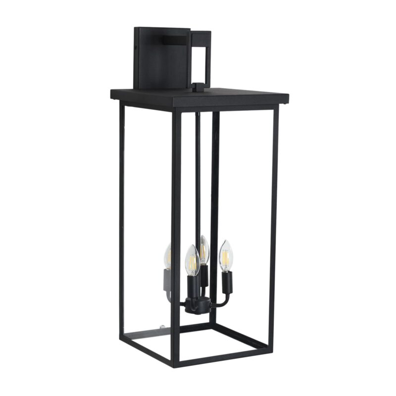 Outdoor Wall Sconce – 29.5 Black 4-Light Waterproof Lighting Fixture with Clear Glass