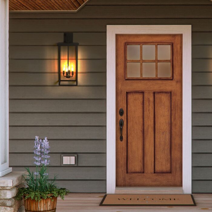 Outdoor Wall Sconce – 29.5 Black 4-Light Waterproof Lighting Fixture with Clear Glass