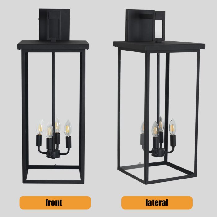 Outdoor Wall Sconce – 29.5 Black 4-Light Waterproof Lighting Fixture with Clear Glass