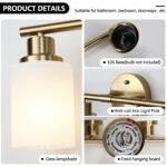 Over Mirror Vanity Light – 4-Light Brushed Gold Bathroom Wall Fixture - Image 6