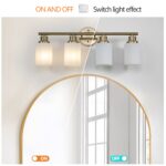 Over Mirror Vanity Light – 4-Light Brushed Gold Bathroom Wall Fixture - Image 5