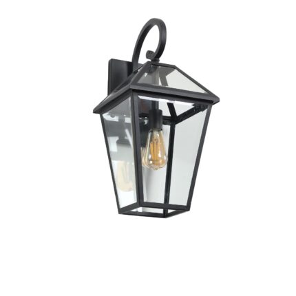 Retro Style Outdoor Wall Light - Black Lantern Farmhouse Exterior Wall Sconce