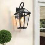 Retro Style Outdoor Wall Light - Black Lantern Farmhouse Exterior Wall Sconce