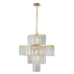 Luxury Gold Crystal Chandelier – 12-Light Round 4-Tier Pendant Light