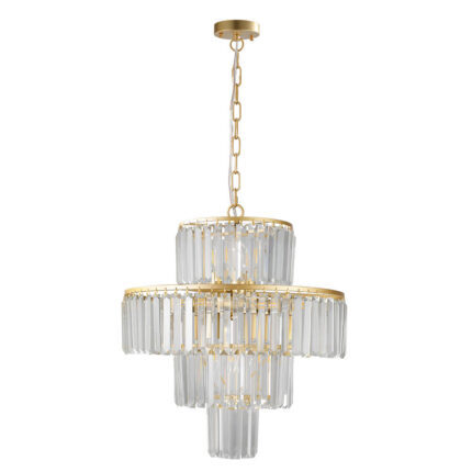 Luxury Gold Crystal Chandelier – 12-Light Round 4-Tier Pendant Light