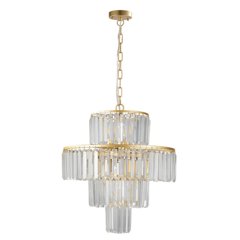 Luxury Gold Crystal Chandelier – 12-Light Round 4-Tier Pendant Light