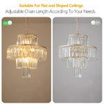 Luxury Gold Crystal Chandelier – 12-Light Round 4-Tier Pendant Light