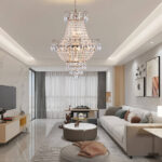Luxury Gold Crystal Chandelier – 7-Light Modern Round K9 Crystal Pendant Light Fixture (17 Wide)